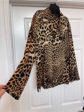 Nili Lotan Leopard Print Blouse - Tan & Black